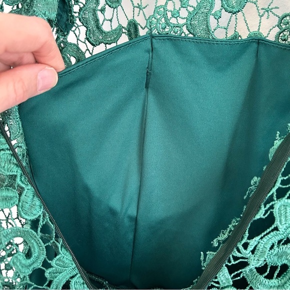 (SOLD) Emerald Green Lace Dress Size XS - Picture 10 of 12